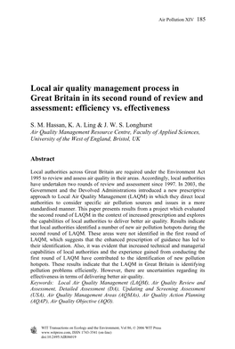 Local Air Quality Management Process in Great Britain in Its Second Round of Review and Assessment: Efficiency Vs