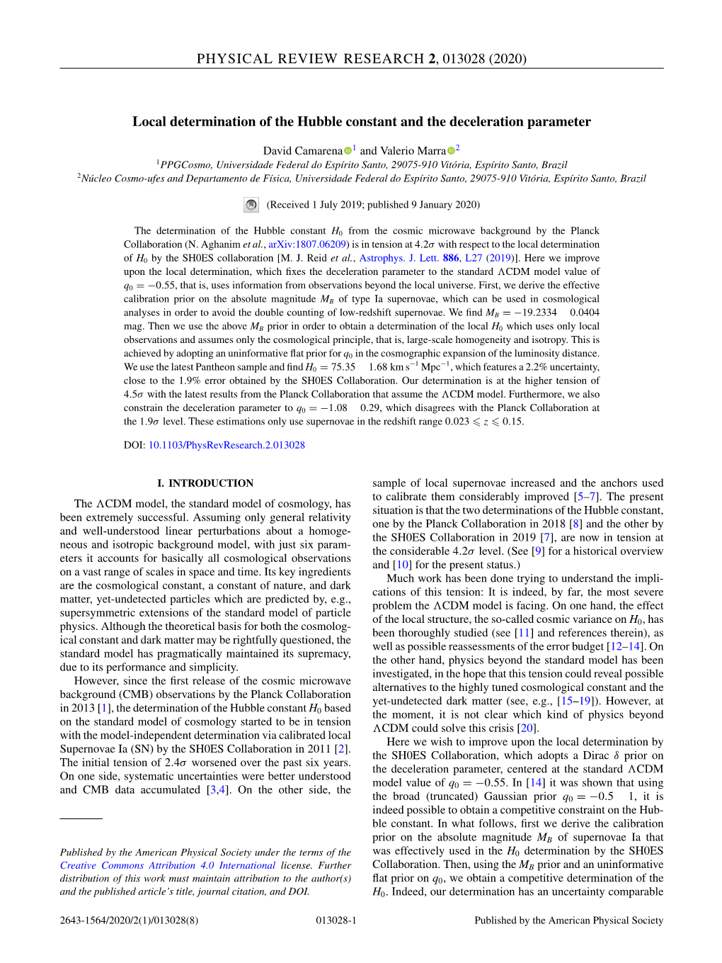 Local Determination of the Hubble Constant and the Deceleration Parameter