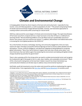 Climate and Environmental Change