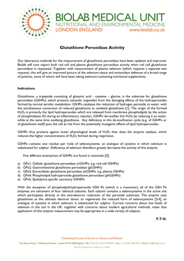Glutathione Peroxidase Activity