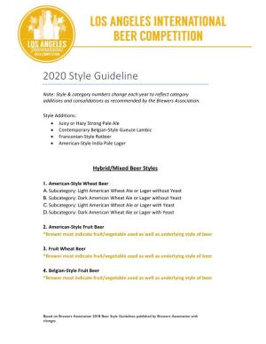 Beer Competition Style Guidelines