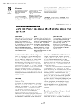 Using the Internet As a Source of Self-Help for People Who Self-Harm