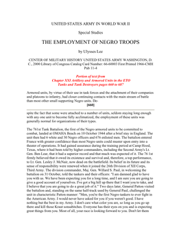 The Employment Ofnegro Troops