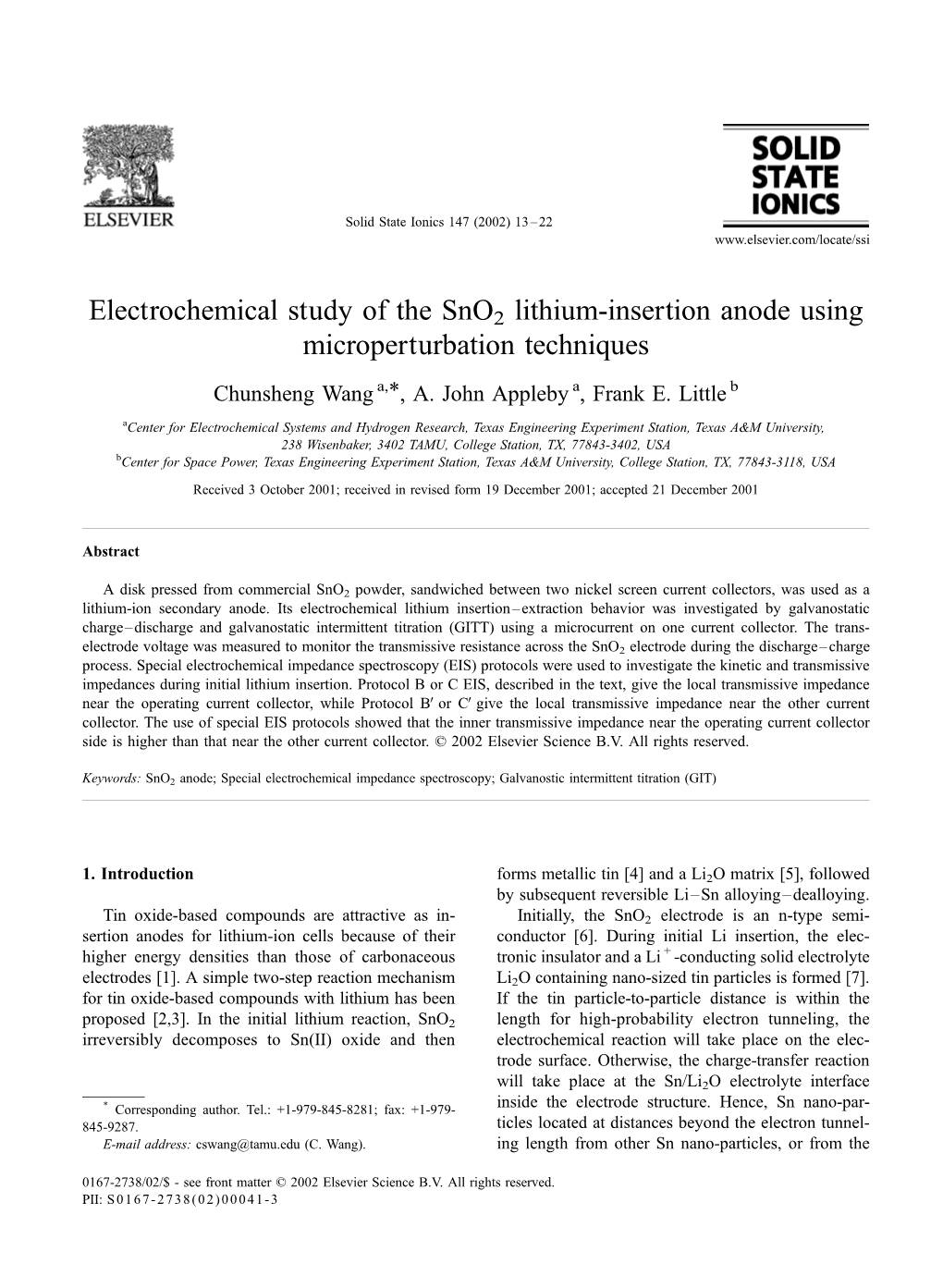 Electrochemical Study of the Sno2 Lithium-Insertion Anode Using Microperturbation Techniques