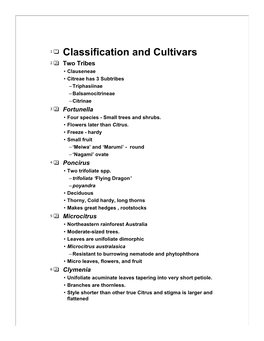 Classification and Cultivars