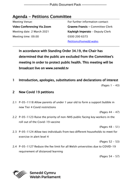 (Public Pack)Agenda Document for Petitions Committee, 02/03/2021 09