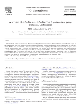 A Revision of Lebeckia Sect. Lebeckia: the L. Plukenetiana Group (Fabaceae, Crotalarieae) ⁎ M.M