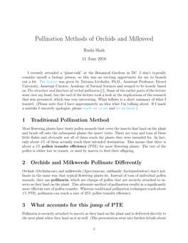 Pollination Methods of Orchids and Milkweed