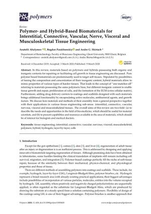 And Hybrid-Based Biomaterials for Interstitial, Connective, Vascular, Nerve, Visceral and Musculoskeletal Tissue Engineering