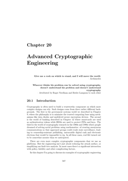 Advanced Cryptographic Engineering