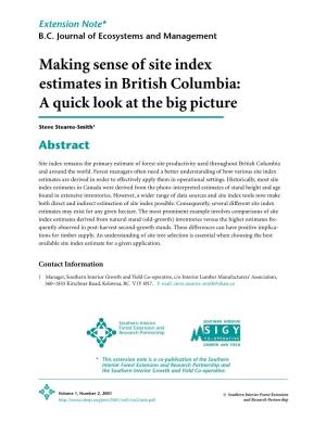 Making Sense of Site Index Estimates in British Columbia: a Quick Look at the Big Picture