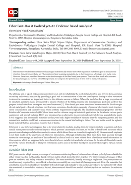 Fiber Post-Has It Evolved Yet-An Evidence Based Analysis?