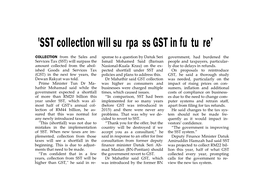 'SST Collection Will Surpass GST in Future'