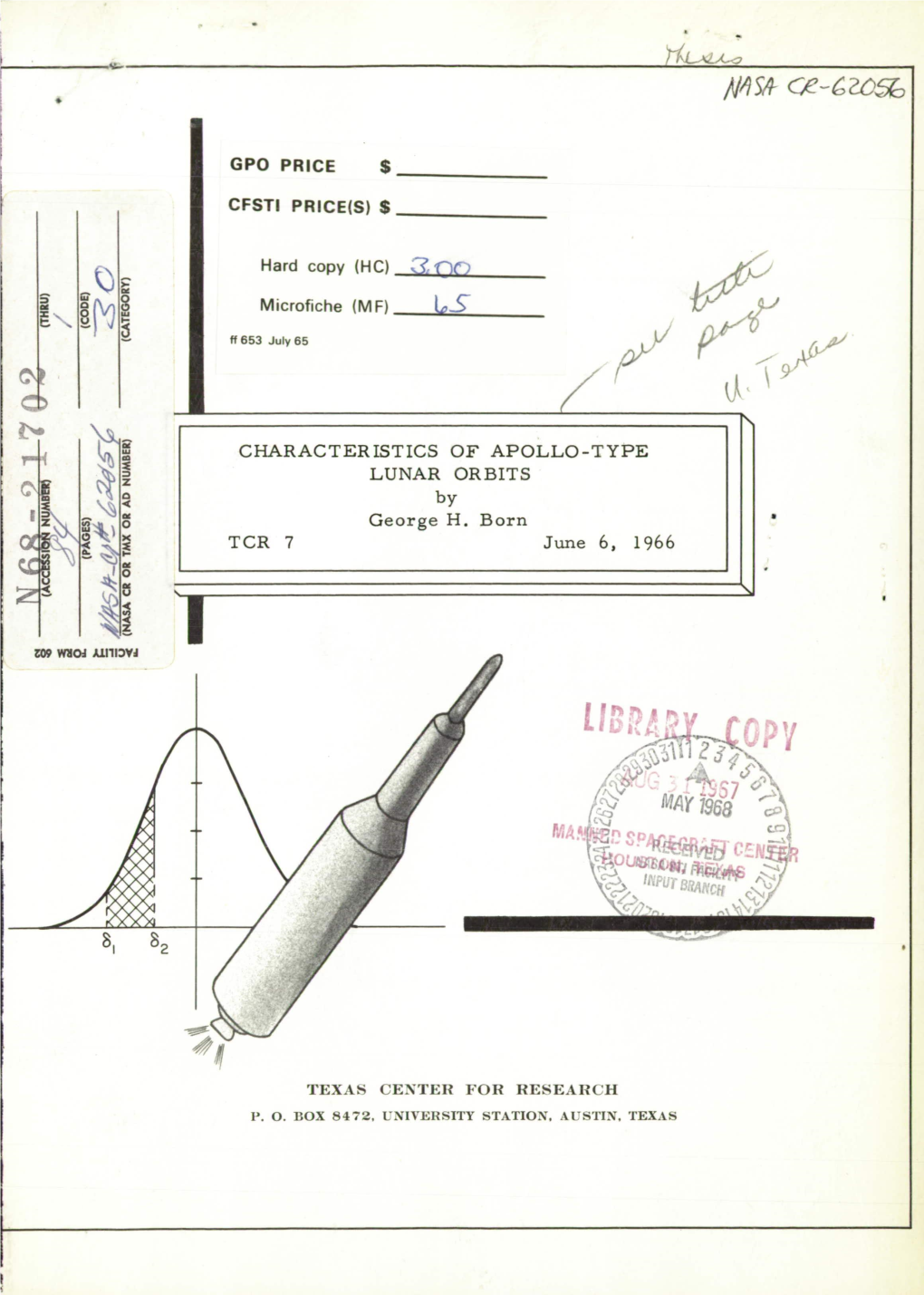 CHARACTERISTICS of APOLLO-TYPE LUNAR ORBITS by X 10 George H