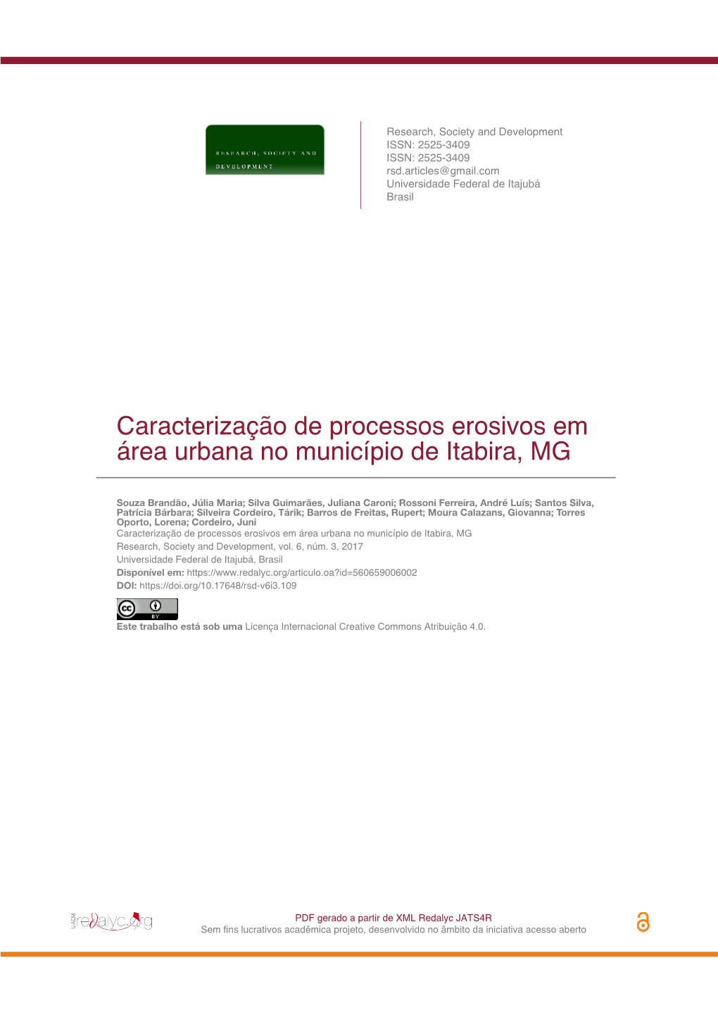 Caracterização De Processos Erosivos Em Área Urbana No Município De Itabira, MG