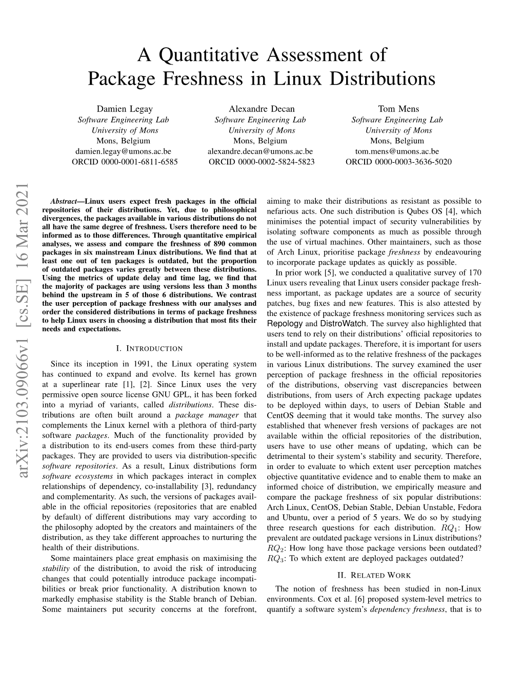 A Quantitative Assessment of Package Freshness in Linux Distributions