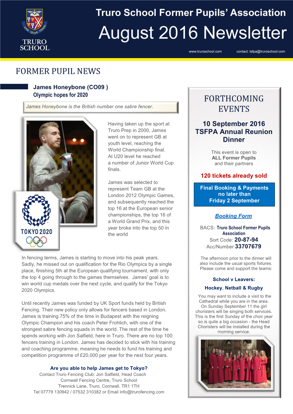 Forthcoming Events Former Pupil News