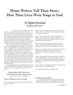 Flymn Writers Tell Their Story: Fiow Their Lives Were Songsto God