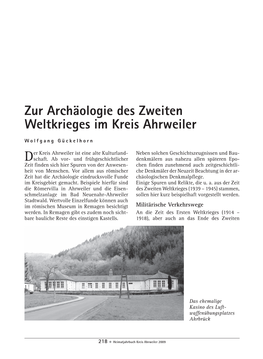 Zur Archäologie Des Zweiten Weltkrieges Im Kreis Ahrweiler