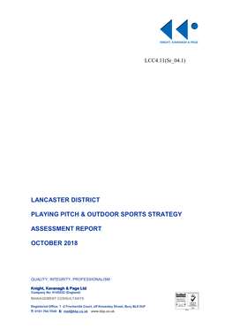 Playing Pitch and Outdoor Sports Strategy: Assessment Report