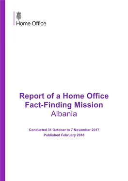 Report of a Home Office Fact-Finding Mission Albania, Published