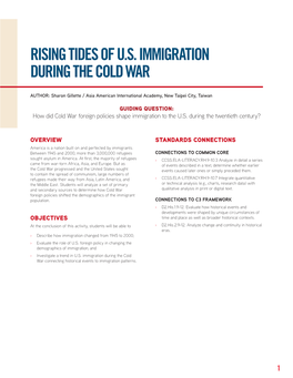 Rising Tides of U.S. Immigration During the Cold War