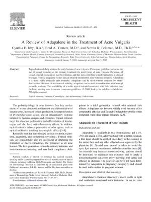 A Review of Adapalene in the Treatment of Acne Vulgaris Cynthia E