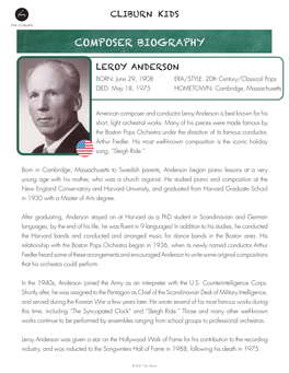 Composer Biography: Leroy Anderson