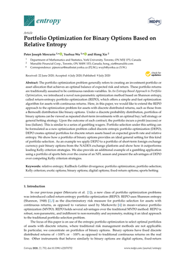 Portfolio Optimization for Binary Options Based on Relative Entropy