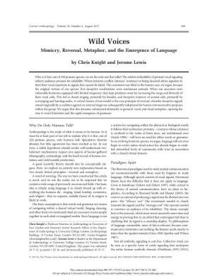Wild Voices Mimicry, Reversal, Metaphor, and the Emergence of Language