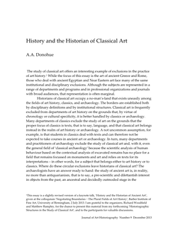 History and the Historian of Classical Art