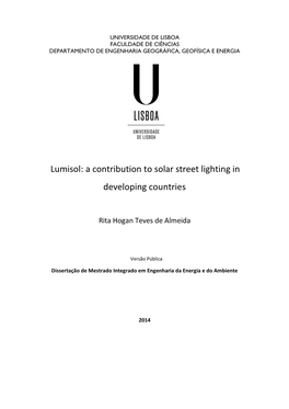 Lumisol: a Contribution to Solar Street Lighting in Developing Countries