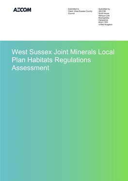 West Sussex Minerals Local Plan Habitats Regulations Assessment