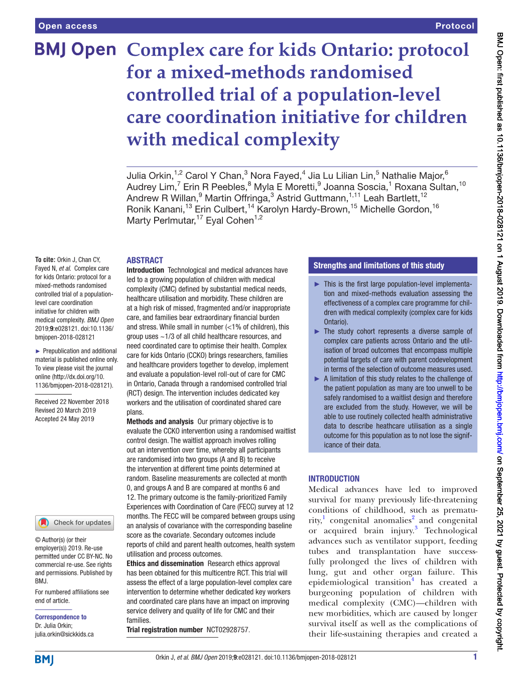 Complex Care for Kids Ontario: Protocol for a Mixed-Methods