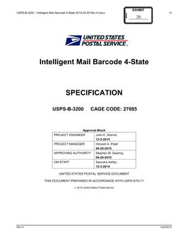 Intelligent Mail Barcode 4-State ( ) SPECIFICATION