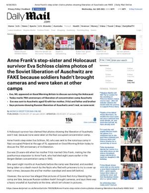 Anne Frank's Step-Sister and Holocaust Survivor Eva Schloss