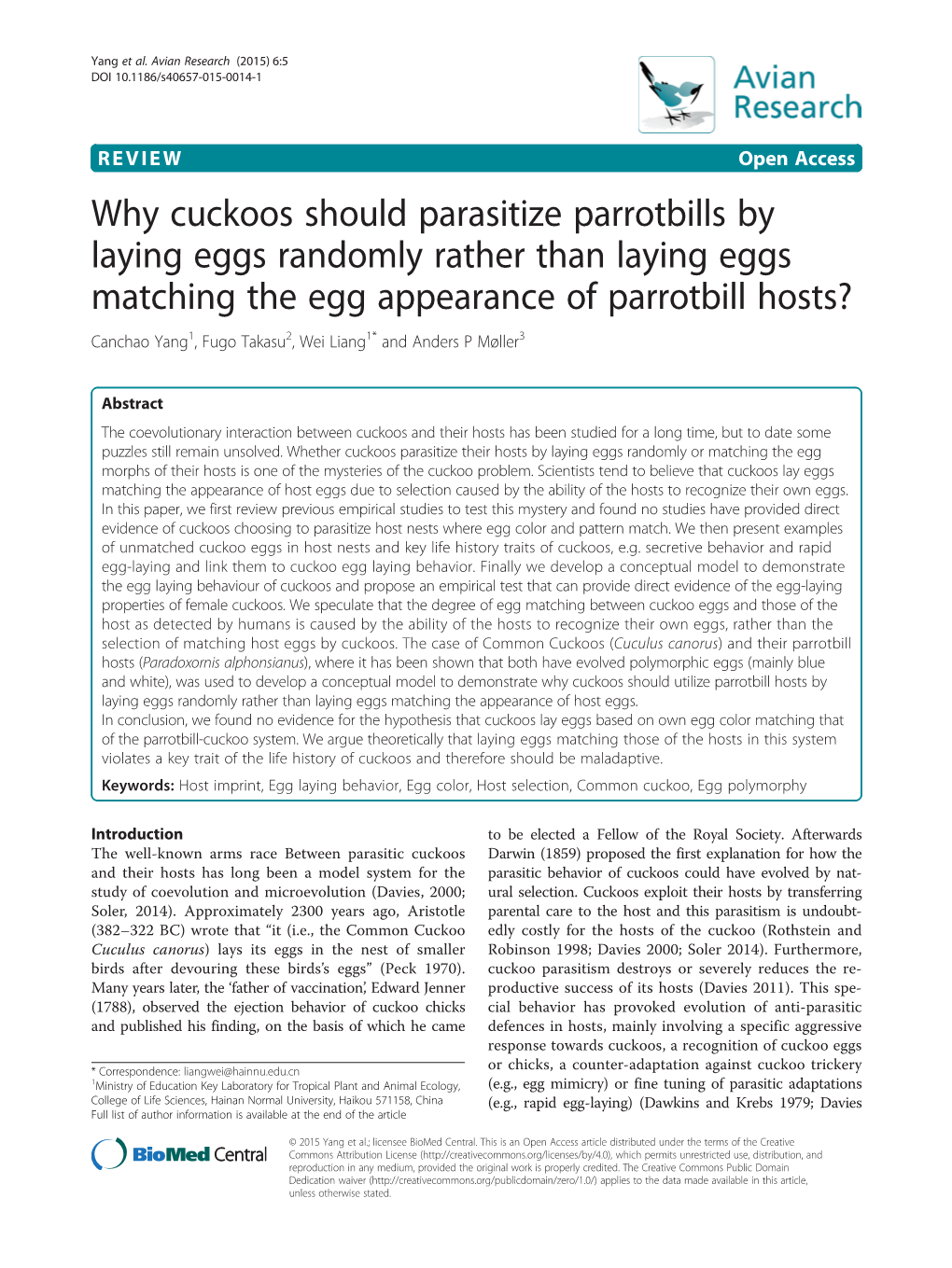 Why Cuckoos Should Parasitize Parrotbills by Laying Eggs Randomly