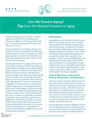 Can We Prevent Aging? Tips from the National Institute on Aging