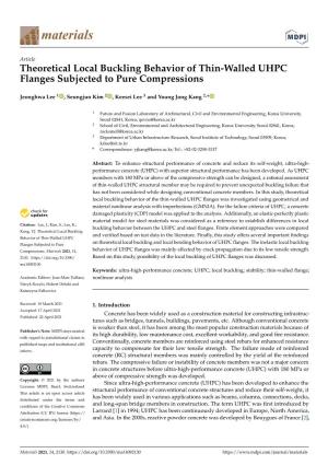 Theoretical Local Buckling Behavior of Thin-Walled UHPC Flanges Subjected to Pure Compressions