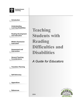 Teaching Students with Reading Difficulties and Disabilities: a Guide for Educators