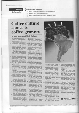 Coffee Culture Comes to Coffee-Growers