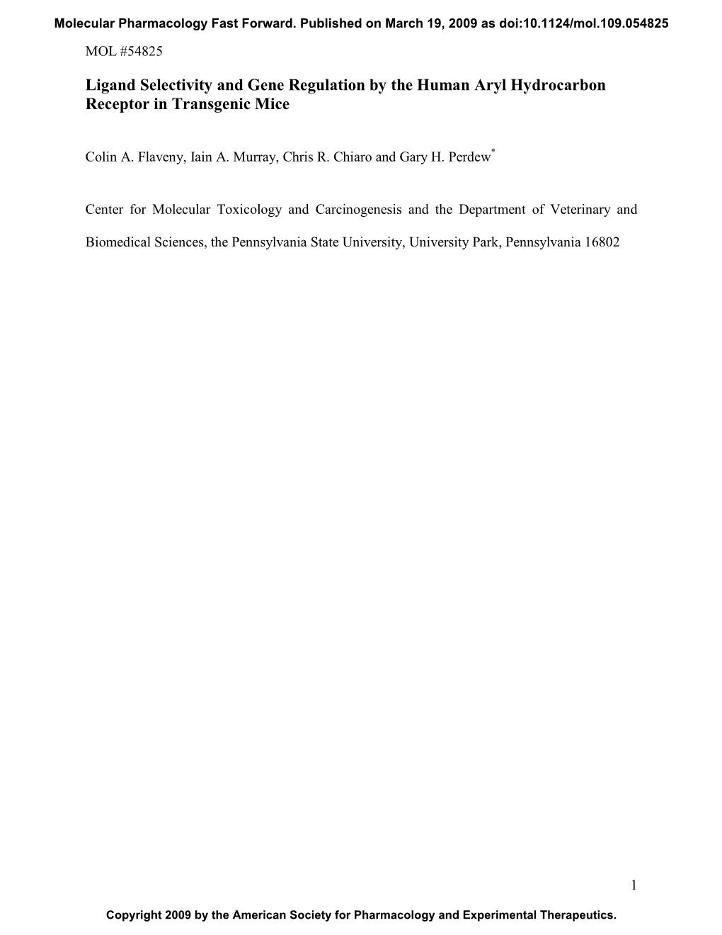 Ligand Selectivity and Gene Regulation by the Human Aryl Hydrocarbon Receptor in Transgenic Mice