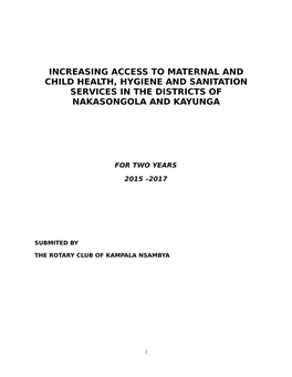 Increasing Access to Maternal and Child Health, Hygiene and Sanitation Services in the Districts of Nakasongola and Kayunga