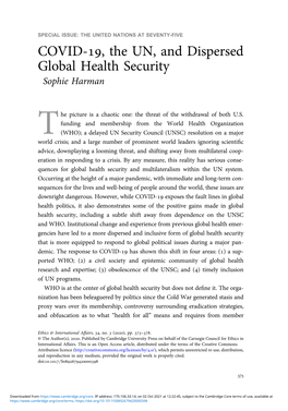 COVID- , the UN, and Dispersed Global Health Security
