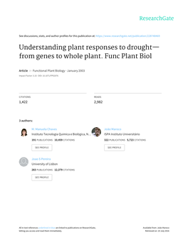 Understanding Plant Responses to Drought— from Genes to Whole Plant