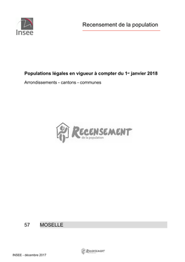 Populations Légales En Vigueur À Compter Du 1Er Janvier 2018