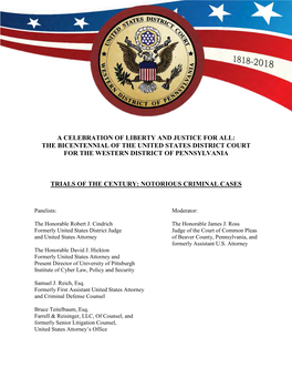 A Celebration of Liberty and Justice for All: the Bicentennial of the United States District Court for the Western District of Pennsylvania