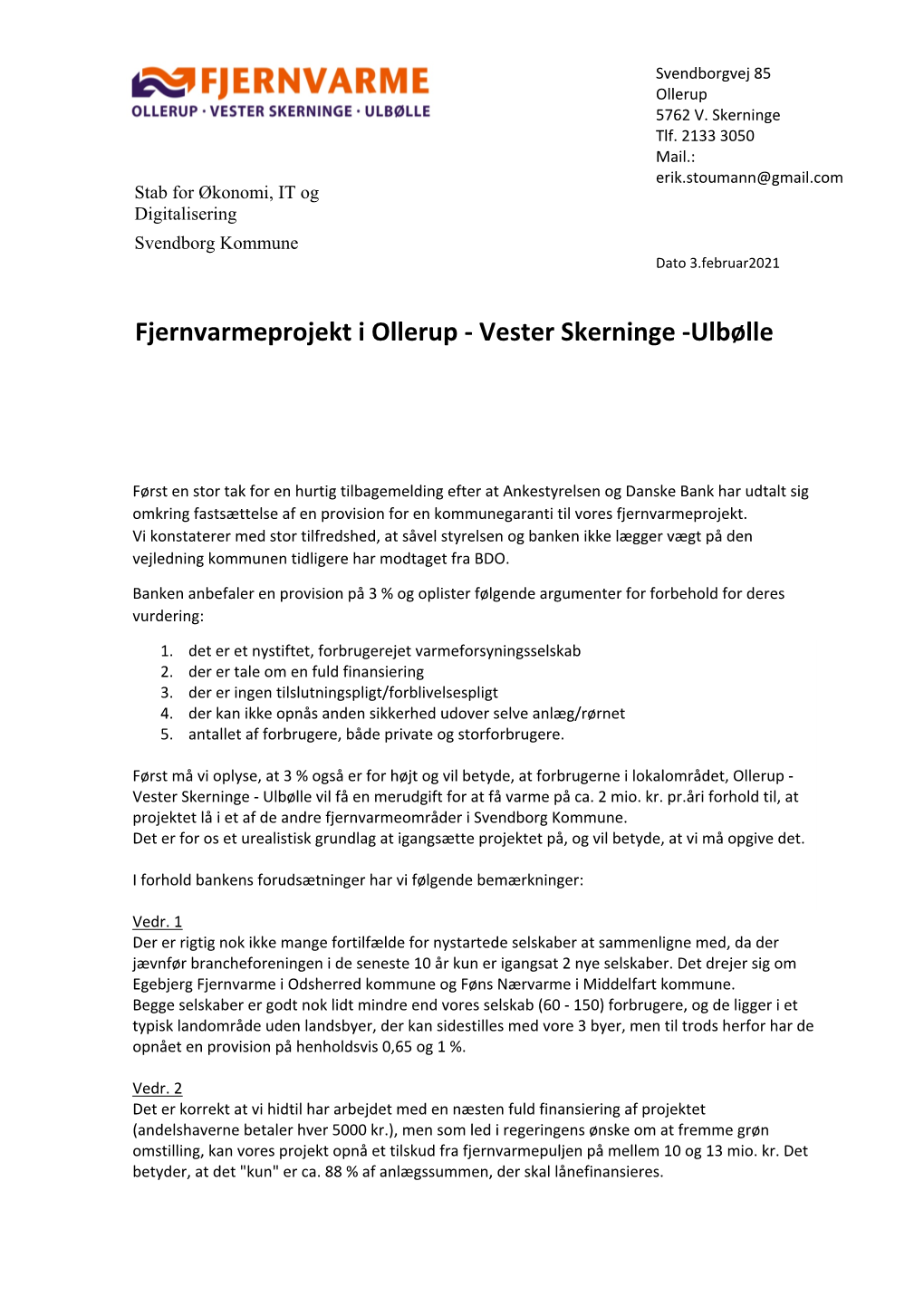 Fjernvarmeprojekt I Ollerup - Vester Skerninge -Ulbølle