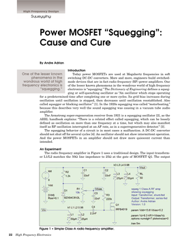 Power MOSFET “Squegging”: Cause and Cure