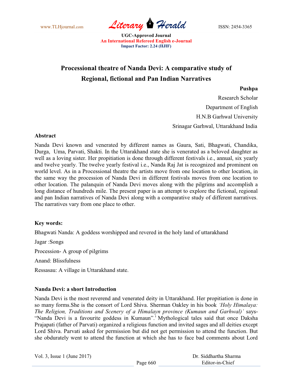 Literary Herald ISSN: 2454-3365 UGC-Approved Journal an International Refereed English E-Journal Impact Factor: 2.24 (IIJIF)